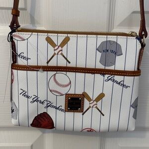 Dooney & Bourke White Crossbody Bag with NYY Baseball Print